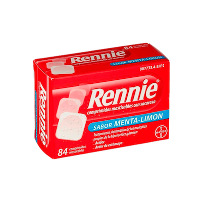 rennie 84 comprimidos masticables c sacarosa sabor menta y limon 907733.4